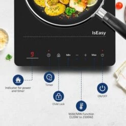 IsEasy Single Induction Cooker 2100W Portable Induction Hob With Slim Black Crystal Panel Body, Induction Plate With 9 Power Levels Setting, Max & Min Function, 8-hours Timer, Safety Lock -Smart Home Appliance Store 100028462 2
