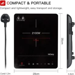 IsEasy Single Induction Cooker 2100W Portable Induction Hob With Slim Black Crystal Panel Body, Induction Plate With 9 Power Levels Setting, Max & Min Function, 8-hours Timer, Safety Lock -Smart Home Appliance Store 100028462 4