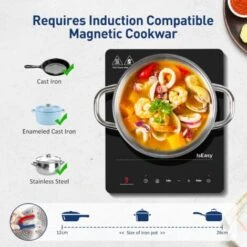 IsEasy Single Induction Cooker 2100W Portable Induction Hob With Slim Black Crystal Panel Body, Induction Plate With 9 Power Levels Setting, Max & Min Function, 8-hours Timer, Safety Lock -Smart Home Appliance Store 100028462 5