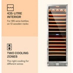 Klarstein Vinovilla Grande 165 Built-in Duo Wine Fridge 425l 165 Bottles 3-colour Glass Door -Smart Home Appliance Store 22969417 3
