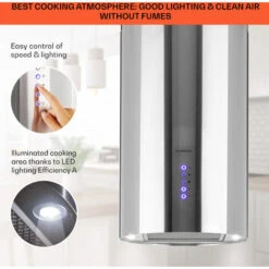 Klarstein Beretta Island Cooker Extractor Hood Ø35cm Exhaust / Circulating Air 650m³ / H LED Stainless Steel -Smart Home Appliance Store 22970406 4