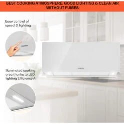 Klarstein Kronleuchter XL Kitchen Island Extractor Hood 90cm Recirculation 590m³/h LED Touchscreen White -Smart Home Appliance Store 22970682 4