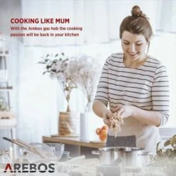 AREBOS Stainless Steel Gas Cooker - 5 Burners - 68 Cm -Smart Home Appliance Store 28598036 3