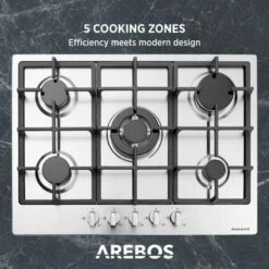 AREBOS Stainless Steel Gas Cooker - 5 Burners - 68 Cm -Smart Home Appliance Store 28598036 4