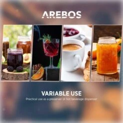 AREBOS Automatic Canning Machine 1800 W Canning Pot 28 L With Timer, Thermostat & Overheating Protection Stepless Temperature Adjustment 30-110 °C Timer 20-120 Min. -Smart Home Appliance Store 28598120 5