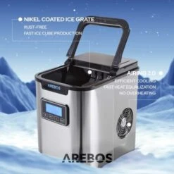 AREBOS Ice Cube Maker 12 Kg / 24 H 10-15 Minutes Production Time 3 Ice Cube Sizes -Smart Home Appliance Store 28598421 4