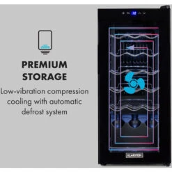 Klarstein Shiraz 18 Slim Uno Wine Refrigerator 50l 18Fl Touch Control Panel 5-18°C -Smart Home Appliance Store 33503467 5