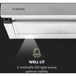 Klarstein Viola Extractor Hood Stainless Steel 59.6 Cm 612m³ / H EEC A Silver -Smart Home Appliance Store 33596672 5