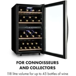 Klarstein Vinamour 45 Duo Wine Refrigerator 2 Zones 118 Ltr / 45 Fl 5-18 °C -Smart Home Appliance Store 33765732 3