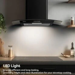 CIARRA 60cm Glass Cooker Hood With Carbon Filter 650m3/h Class A Curved Cooker Hood Black -506BK60 -Smart Home Appliance Store 36409463 3