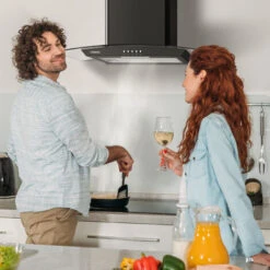 CIARRA 60cm Glass Cooker Hood With Carbon Filter 650m3/h Class A Curved Cooker Hood Black -506BK60 -Smart Home Appliance Store 36409463 4