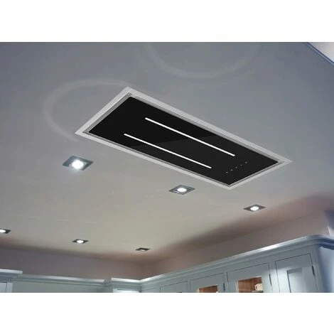 ViandPro - Aria Flush Fit Ceiling Hood 90 X 30 Black - Black Glass / Stainless Steel 3 ViandPro - Aria Flush Fit Ceiling Hood 90 X 30 Black - Black Glass / Stainless Steel