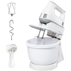 HOMCOM Electric Stand And Hand Blender 6 Speed Whisk Dough Hook Stainless Steel