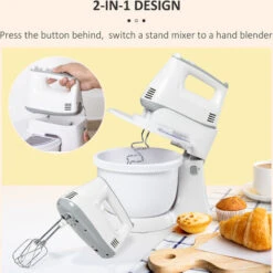 HOMCOM Electric Stand And Hand Blender 6 Speed Whisk Dough Hook Stainless Steel -Smart Home Appliance Store 39439066 4