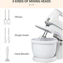 HOMCOM Electric Stand And Hand Blender 6 Speed Whisk Dough Hook Stainless Steel -Smart Home Appliance Store 39439066 5