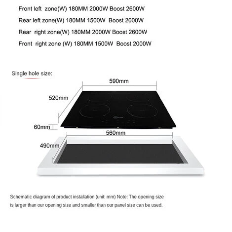 Livingandhome Black Electric Induction Hob Built In Hot Plates 4 Zones Cooker Touch Controls 7 Livingandhome Black Electric Induction Hob Built In Hot Plates 4 Zones Cooker Touch Controls - Image 5
