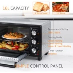 HOMCOM Mini Oven 16L Countertop Oven W/ Adjustable Temperature Timer 1400W -Smart Home Appliance Store 40901442 5