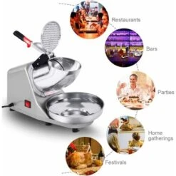 Electric Ice Crusher Snow Cone Maker Stainless Steel Shaved Ice Machine Home UK 10 Electric Ice Crusher Snow Cone Maker Stainless Steel Shaved Ice Machine Home UK -Smart Home Appliance Store 44090173 4