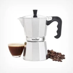 VonShef 6 Cup/300ml Italian Espresso Coffee Maker Moka Stove Top Macchinetta Includes A Replacement Gasket And Filter