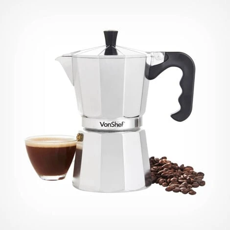 VonShef 6 Cup/300ml Italian Espresso Coffee Maker Moka Stove Top Macchinetta Includes A Replacement Gasket And Filter 3 VonShef 6 Cup/300ml Italian Espresso Coffee Maker Moka Stove Top Macchinetta Includes A Replacement Gasket And Filter
