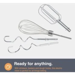 VonShef Professional 300W Hand Mixer, Black, Includes Chrome Beaters, Dough Hooks, Balloon Whisk + 5 Speed With Turbo Button -Smart Home Appliance Store 54924907 5