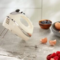 VonShef Professional 300W Hand Mixer, Cream, Includes Chrome Beaters, Dough Hooks, Balloon Whisk + 5 Speed With Turbo Button -Smart Home Appliance Store 55004437 4