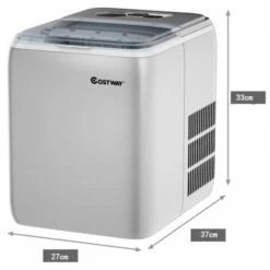 2.6L Portable Ice Machine W/ Ice Yield 20kg Per Day 8.5 Mins Per Cycle Self-Cleaning Home Bar Office Silver -Smart Home Appliance Store 55067256 3