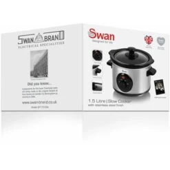 Swan 1.5 Litre Stainless Steel Slow Cooker 10 Swan 1.5 Litre Stainless Steel Slow Cooker -Smart Home Appliance Store 55564433 4