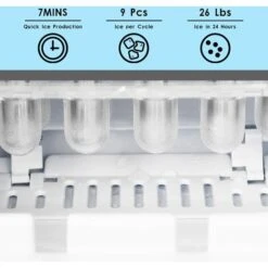 NICEME Electric Automatic Ice Maker Countertop 26 Pounds Portable Electric Ice Maker Machine With Ice Scoop And Basket Dining Room Kitchen Red -Smart Home Appliance Store 55657218 3