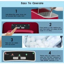 NICEME Electric Automatic Ice Maker Countertop 26 Pounds Portable Electric Ice Maker Machine With Ice Scoop And Basket Dining Room Kitchen Red -Smart Home Appliance Store 55657218 4