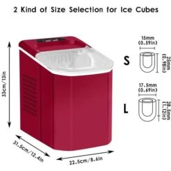 NICEME Electric Automatic Ice Maker Countertop 26 Pounds Portable Electric Ice Maker Machine With Ice Scoop And Basket Dining Room Kitchen Red -Smart Home Appliance Store 55657218 5