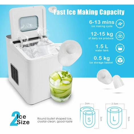 Countertop Ice Maker Portable Ice Cube Making Machine 15KG/24H Home Office Bar 6 Countertop Ice Maker Portable Ice Cube Making Machine 15KG/24H Home Office Bar - Image 4
