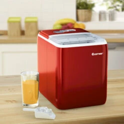 2.6L Portable Ice Machine W/ Ice Yield 20kg Per Day 8.5 Mins Per Cycle Self-Cleaning Home Bar Office Red -Smart Home Appliance Store 58681507 3