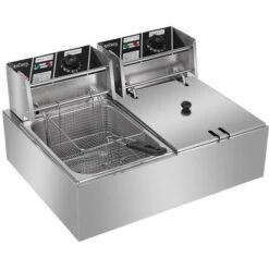 2500W 220-240V 12.7QT/12L Stainless Steel Double Cylinder Electric Fryer UK Plug -Smart Home Appliance Store 59085750 4