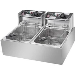 2500W 220-240V 12.7QT/12L Stainless Steel Double Cylinder Electric Fryer UK Plug -Smart Home Appliance Store 59085750 5