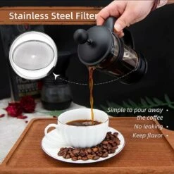 French Press Coffee Maker 2 Cups, Cafetiere Coffee Press, Perfect For Coffee Lover Gifts Morning Coffee, Maximum Flavor Coffee Brewer With Stainless Steel Filter, 12 Oz/350 ML -Smart Home Appliance Store 60699474 4