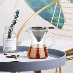 Pour Over Coffee Maker With Stainless Steel Filter, Borosilicate Glass Carafe Manual Coffee Dripper Brewer With Handle, No Paper Filters Needed Hand Drip Coffee Maker (400ml) 9 Pour Over Coffee Maker With Stainless Steel Filter, Borosilicate Glass Carafe Manual Coffee Dripper Brewer With Handle, No Paper Filters Needed Hand Drip Coffee Maker (400ml) -Smart Home Appliance Store 60700304 3