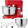 AREBOS Food Processor 1500 W Red Kneading Machine With 2 X Stainless Steel Mixing Bowls Low Noise Kitchen Mixer With Mixing Hook, Dough Hook, Whisk And Splash Guard 6 Speeds 2 AREBOS Food Processor 1500 W Red Kneading Machine With 2 X Stainless Steel Mixing Bowls Low Noise Kitchen Mixer With Mixing Hook, Dough Hook, Whisk And Splash Guard 6 Speeds -Smart Home Appliance Store 61306740 1