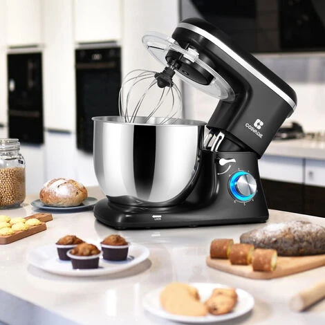 7L Stand Mixer Stainless Bowl Cake Mixer Electric 6 Speed Settings Food Mixer Machine Kitchen Mixer For Baking With Dough Hook, Whisk,Beater, Splash Guard Black 6 7L Stand Mixer Stainless Bowl Cake Mixer Electric 6 Speed Settings Food Mixer Machine Kitchen Mixer For Baking With Dough Hook, Whisk,Beater, Splash Guard Black - Image 4