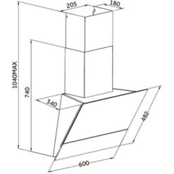 60cm Black Angled Cooker Hood With Sliding Glass Panel - SIA AGTC60BL -Smart Home Appliance Store 65334668 3