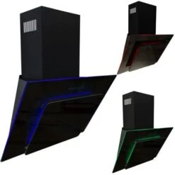 SIA AGE71BL 70cm Black 3 Colour LED Edge Lit Angled Glass Cooker Hood Extractor