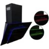 SIA AGE91BL 90cm Black 3 Colour LED Edge Lit Angled Glass Cooker Hood Extractor