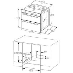 60cm Black Built Under Double Electric Fan Oven 85L - Montpellier DO3550UB -Smart Home Appliance Store 65334857 5