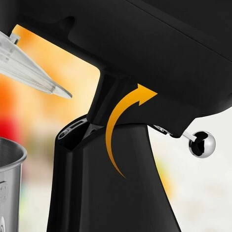 AREBOS Retro Food Processor 1800 W Black Kneading Machine With 6 L Stainless Steel Mixing Bowl Low Noise Kitchen Mixer With Stirring Hook, Dough Hook, Whisk And Splash Guard 6 Speeds 7 AREBOS Retro Food Processor 1800 W Black Kneading Machine With 6 L Stainless Steel Mixing Bowl Low Noise Kitchen Mixer With Stirring Hook, Dough Hook, Whisk And Splash Guard 6 Speeds - Image 5