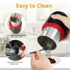 150W Electric Coffee Grinder, Bean Grinder, 120g Capacity, With Cleaning Brush, 2-in-1 Teaspoon And Tamper (Black) 10 150W Electric Coffee Grinder, Bean Grinder, 120g Capacity, With Cleaning Brush, 2-in-1 Teaspoon And Tamper (Black) -Smart Home Appliance Store 67260064 4