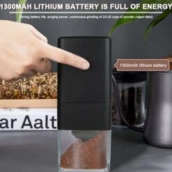Portable Electric Coffee Grinder, Coffee Grinder 1300mAh USB Rechargeable Coffee Grinder With Brush For Coffee Beans, Spices, Nuts -Smart Home Appliance Store 67263293 3