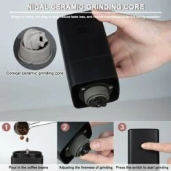 Portable Electric Coffee Grinder, Coffee Grinder 1300mAh USB Rechargeable Coffee Grinder With Brush For Coffee Beans, Spices, Nuts -Smart Home Appliance Store 67263293 4