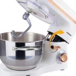 AREBOS Stand Mixer 1500W With 6L Stainless Steel Mixing Bowl White Rose Gold Incl. Mixing Hook, Dough Hook, Whisk Splash Guard 6 Speeds Kneading Machine Dough Machine -Smart Home Appliance Store 67421057 5