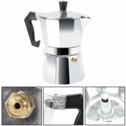 Moka Pot Machine Express Italian Coffee Maker Espresso Stainless Steel Kettle(450ML 9cups) -Smart Home Appliance Store 68091257 4