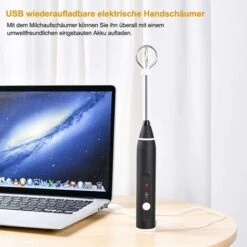 Electric Milk Frother With Double Whisk, USB Rechargeable Milk Frother, 2 In 1 Handheld Battery Operated Milk Frother For Coffee, Latte, Cappuccino, Whipping Eggs -Smart Home Appliance Store 68107147 4